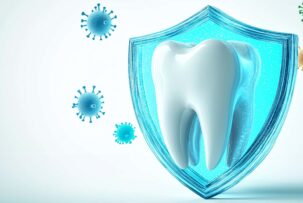 虫歯菌から歯を予防しているイメージ