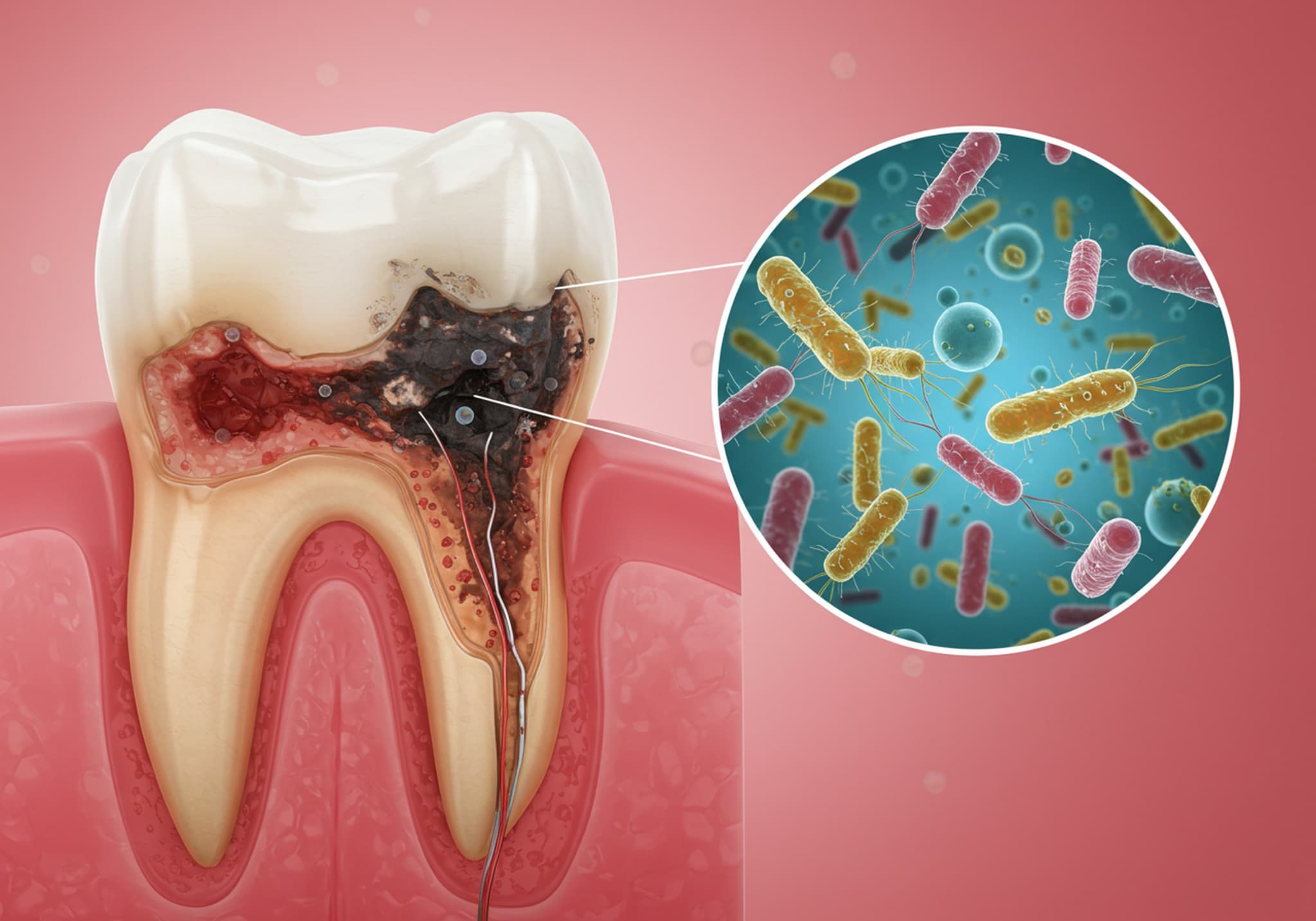 根の中に広がった細菌
